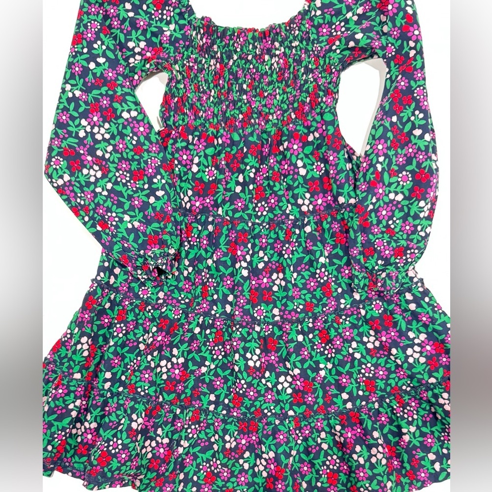 Crown & Ivy Girls Floral Smocked Dress Tiered Long Sleeve Medium